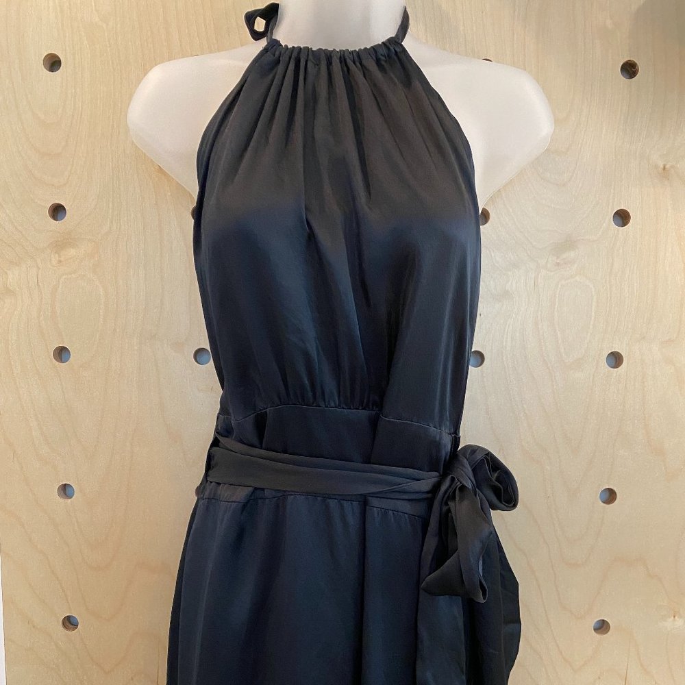BGBG MaxAzaria Black Silk Halter Wrap Dress, Size XS
